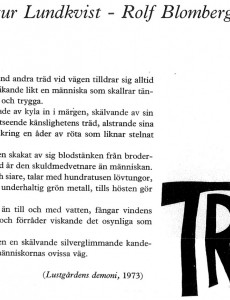Artur Lundkvist - Rolf Blomberg ur Lustgårdens demoni 1973